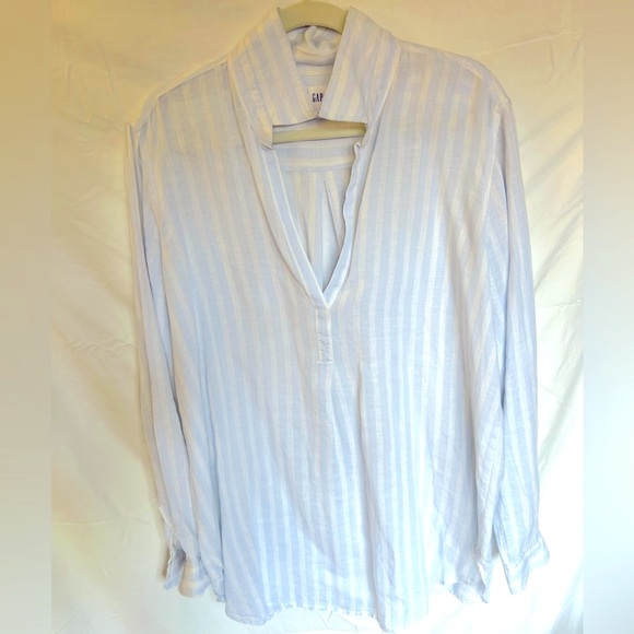 GAP Linen tunic. Light blue and white stripes. Size XL. - Picture 6 of 9